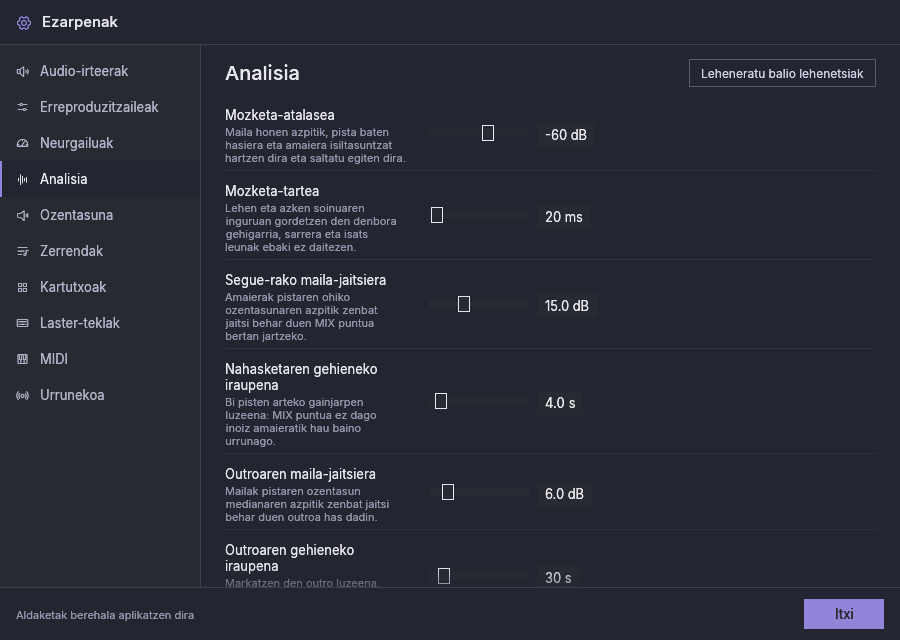 Ezarpenak, Analisia: markatzaile automatikoen atalaseak
